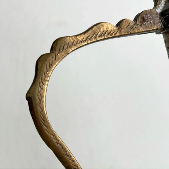 Vintage Solid Brass Teapot Genie Lamp Pitcher Made in India Ornate Etched Floral - Picture 13 of 15